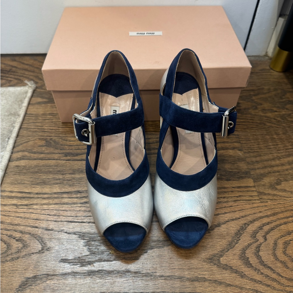 Miu Miu Navy And Silver Heels